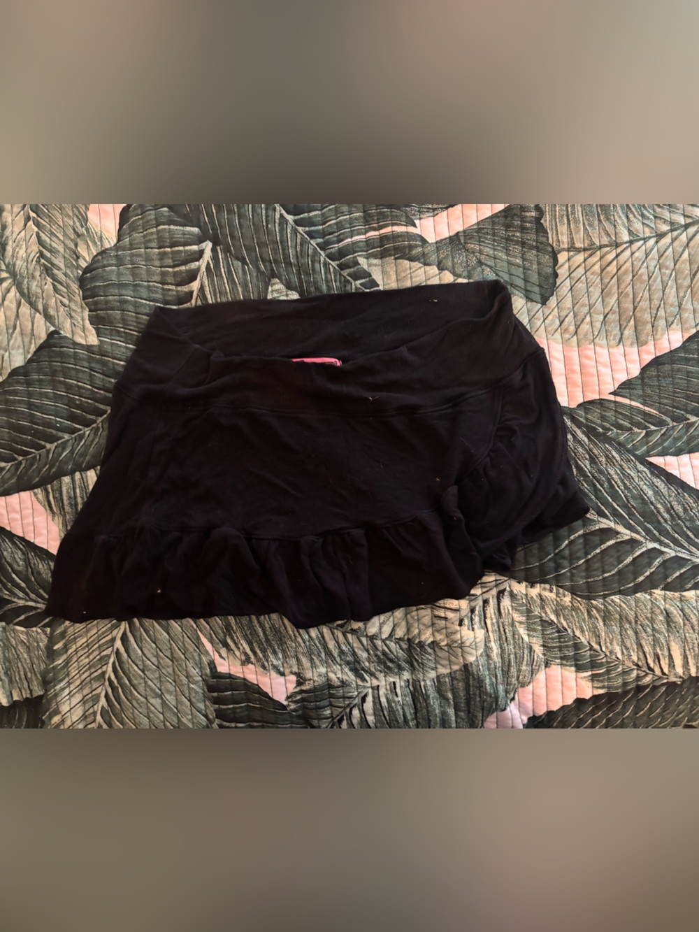 Women's Black Ruffle Mini Skirt with Stretch Waist